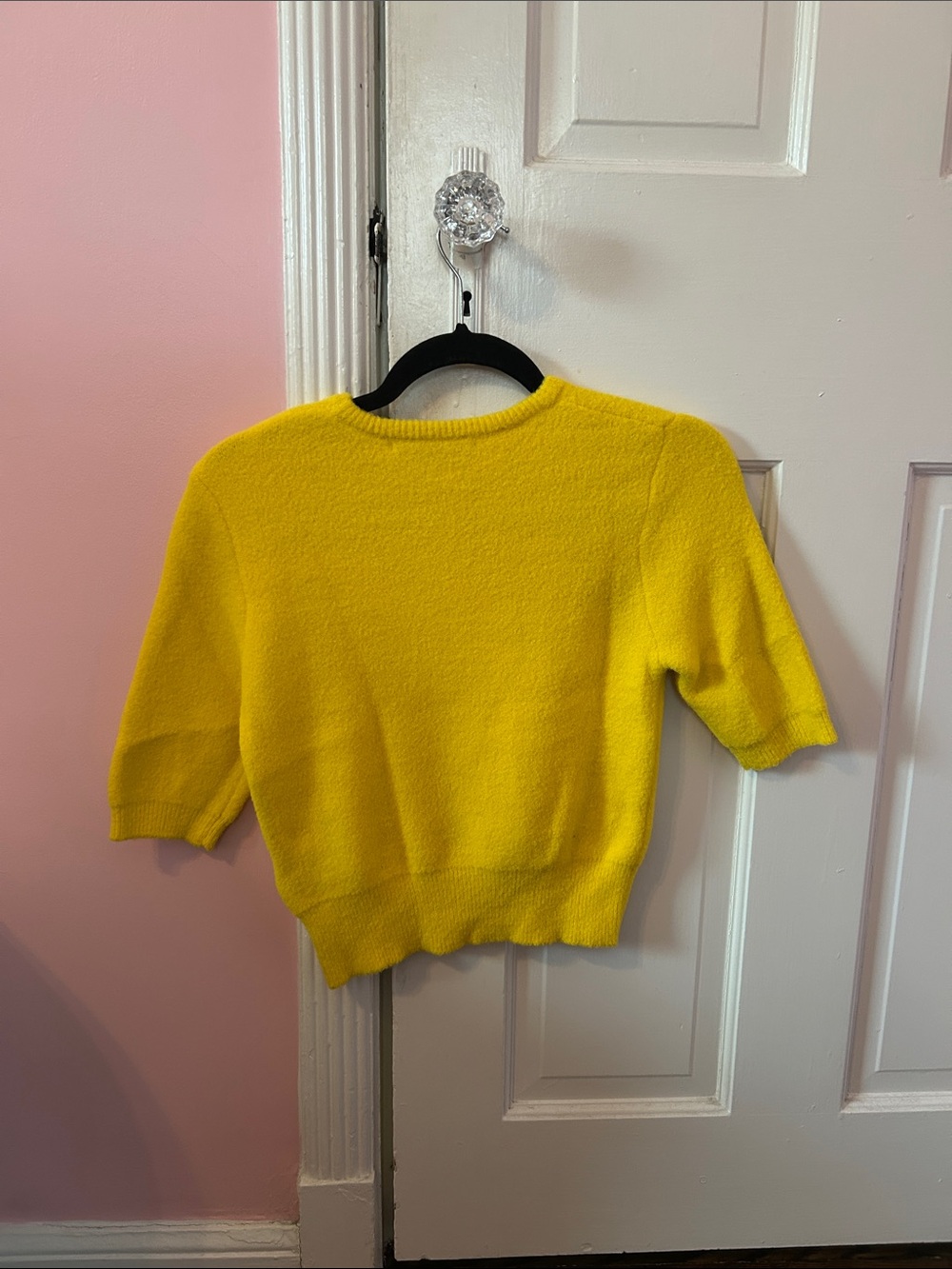 Zara Yellow Short-Sleeve Crewneck Sweater - Picture 2 of 2